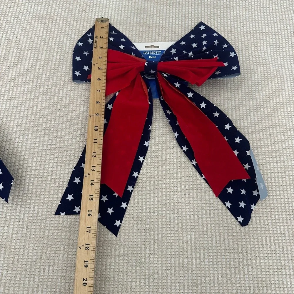 6pc Patriotic Bow and Rosette Set Red White Blue‎ Stars July 4th Americana Decor